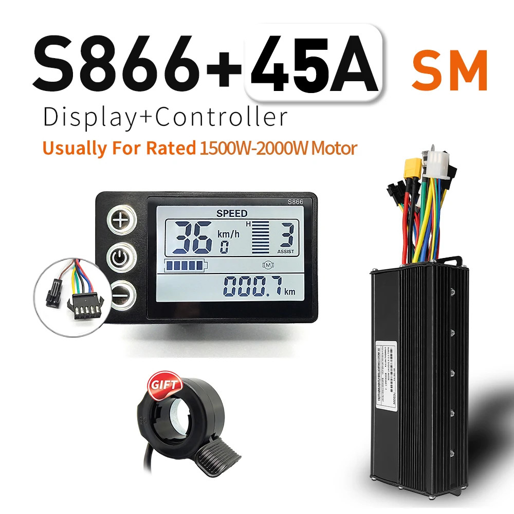 E-bike Sine Wave Controller 17A 26A 30A Three-Mode 24V/36V/48V with Display