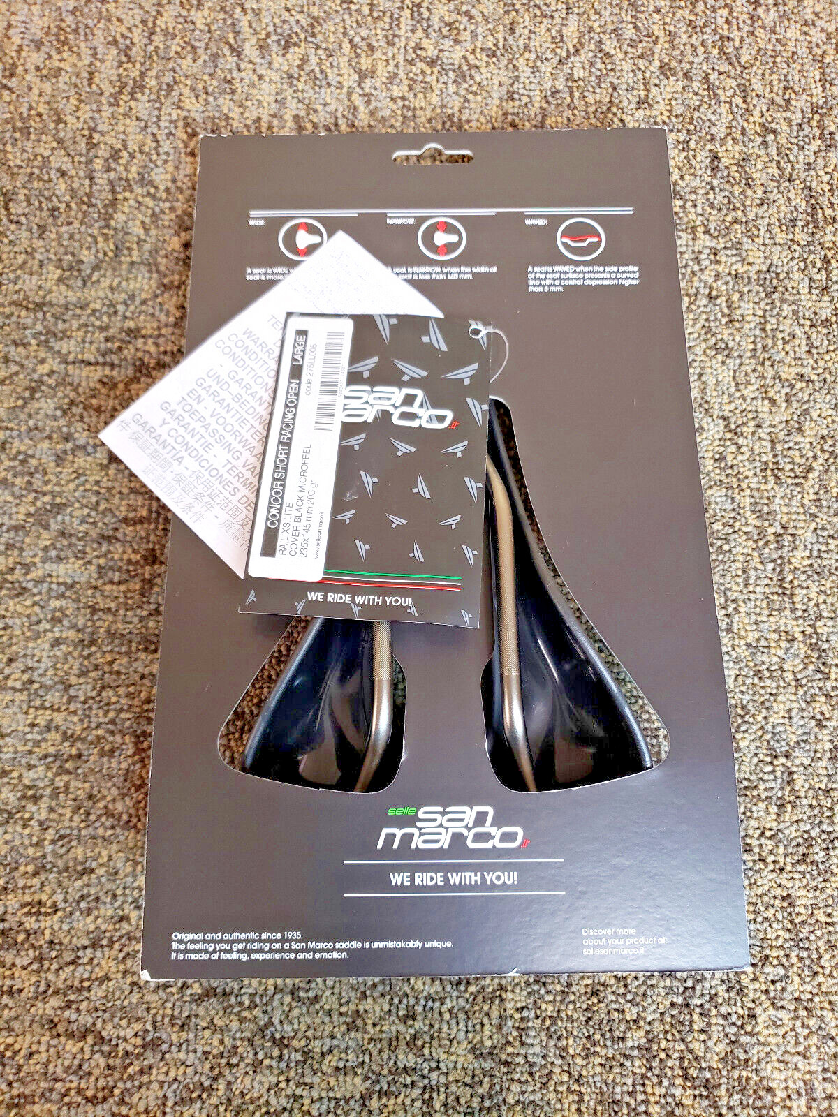 New In Box Selle San Marco Saddle Concor RACING Black 235x145mm MICROFEEL 203GR.
