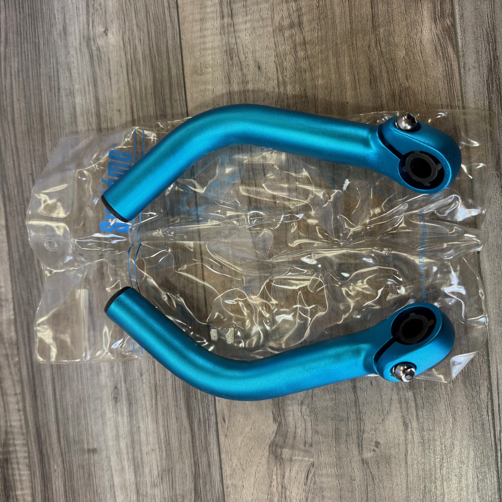 Systeme Turquoise Bar Ends Blue Ano Aluminum Long Bend NOS