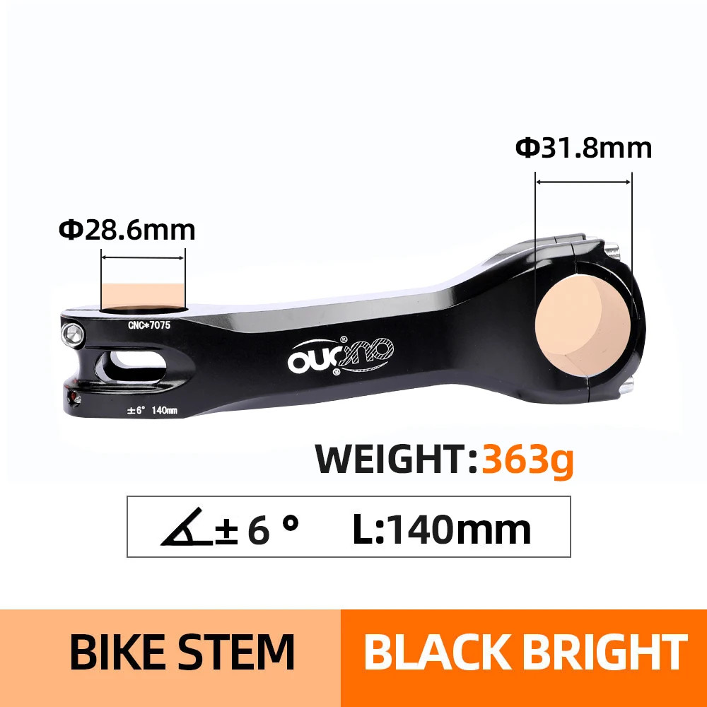 OUO 7075 Aluminum CNC Bike Stem 31.8mm 130-180mm Long MTB Handlebar Stem 6/17°