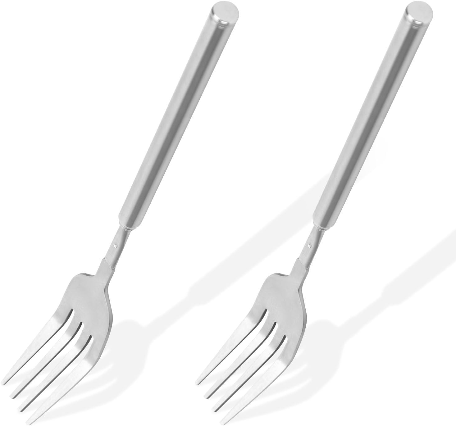 2Pcs Extendable Fork, 8.66-25.59 Inch Extra Long Handle Telescopic Expandable Fo