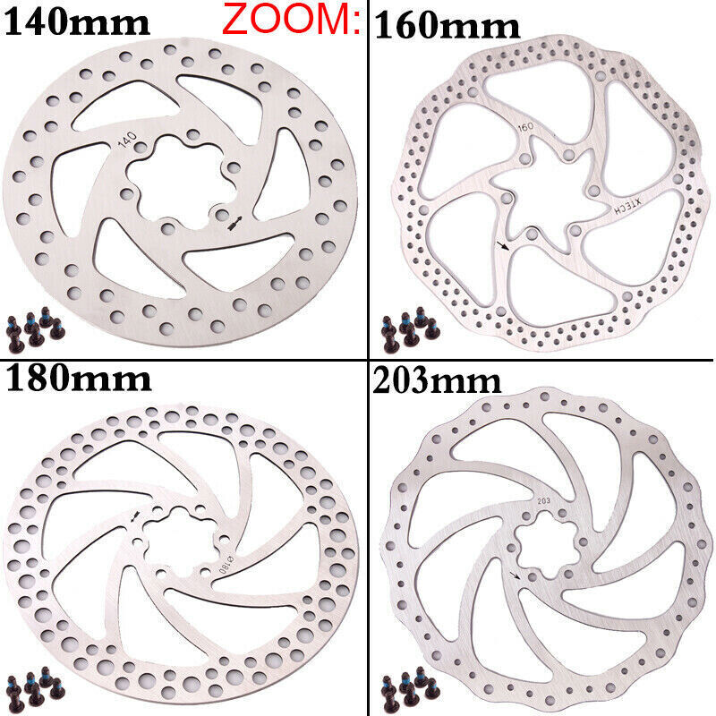 fit Shimano SRAM Disc Brake Rotors 6 Bolt 140/160/180/203mm MTB/Road Bike Rotor