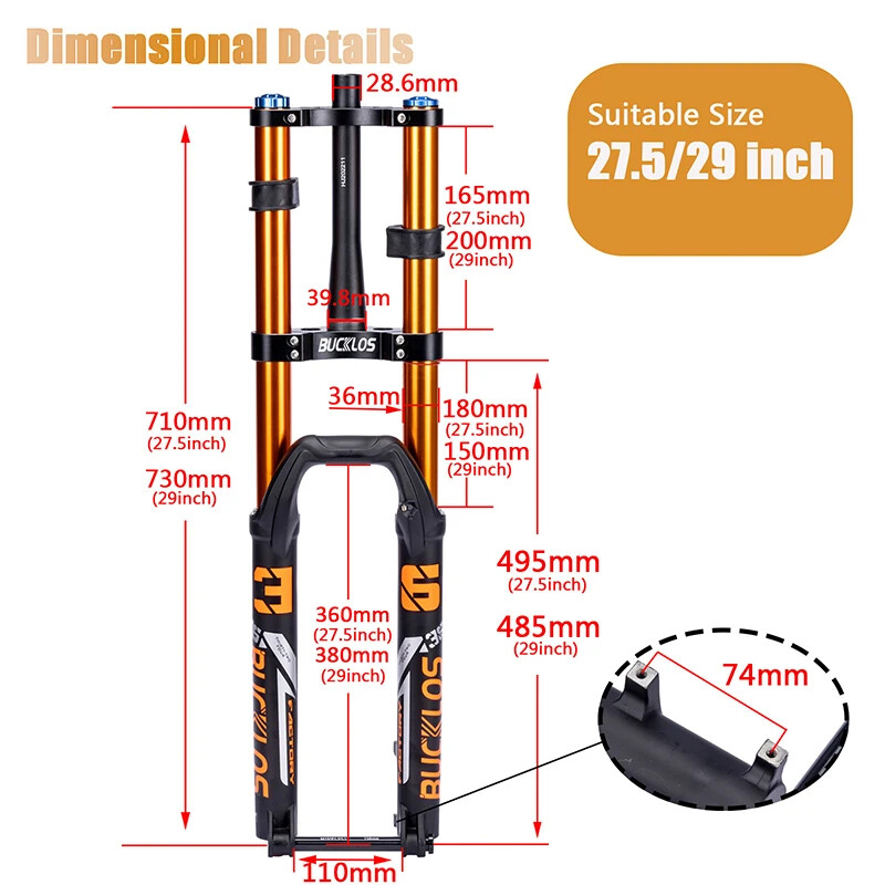 27.5/29 Inch 180mm Travel MTB Bicycle Air Suspension Fork Double Shoulder Frok