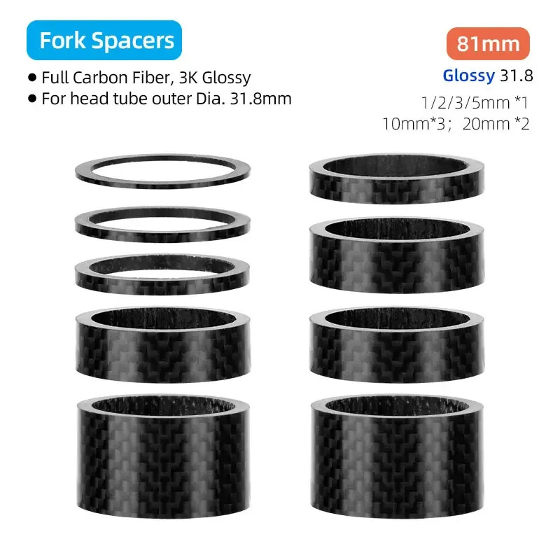 31.8Mm Fork Headset Carbon Spacers MTB Bicycle Handlebar Stem Rise up Adjust Was