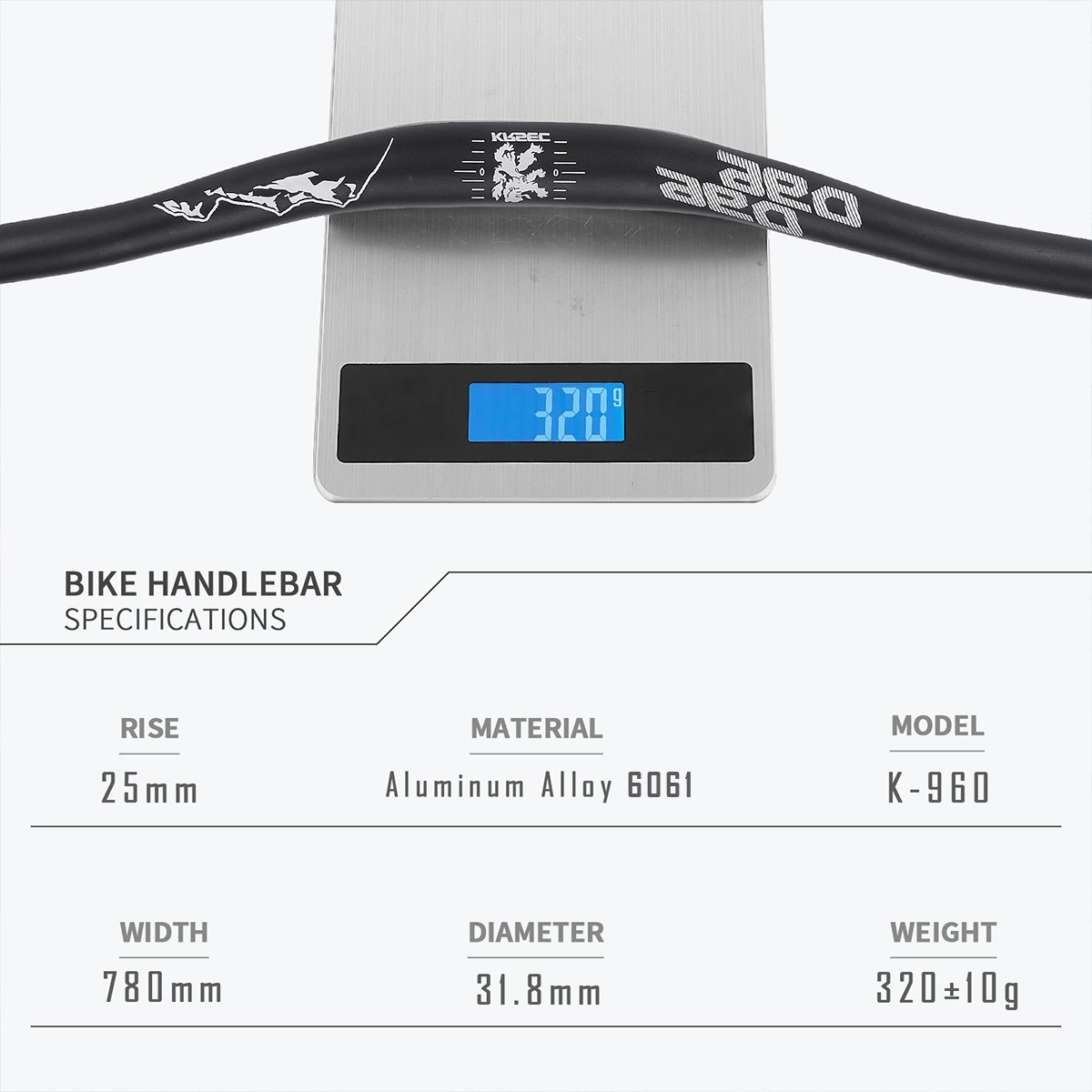 KRSEC31.8MM Mountain Bike Handlebar Aluminum Alloy Bicycle Riser Handlebar 25MM