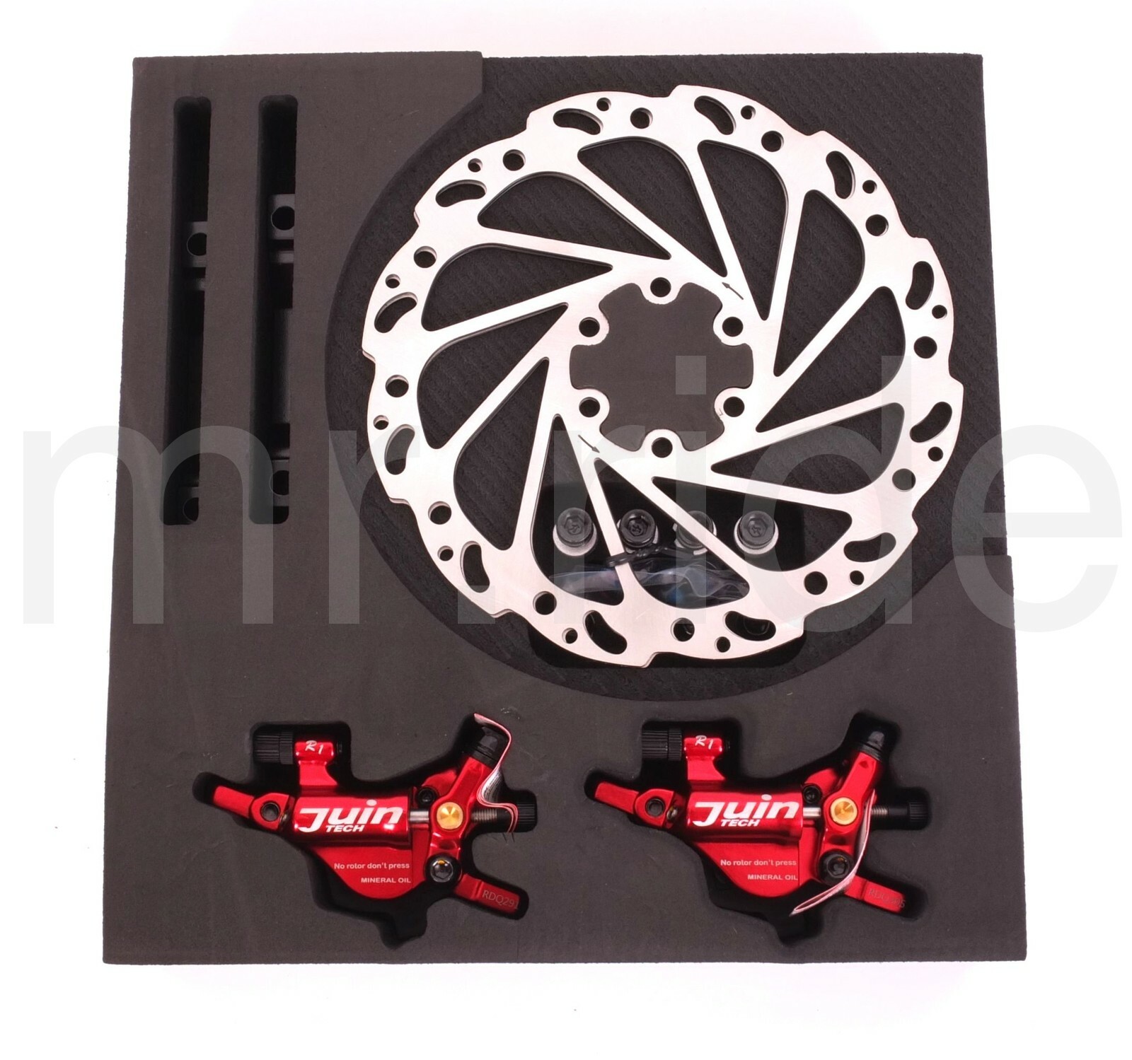 JUIN R1 Cable-Actuated Hydraulic Road or CX Disc Brake set with 160mm rotors Red