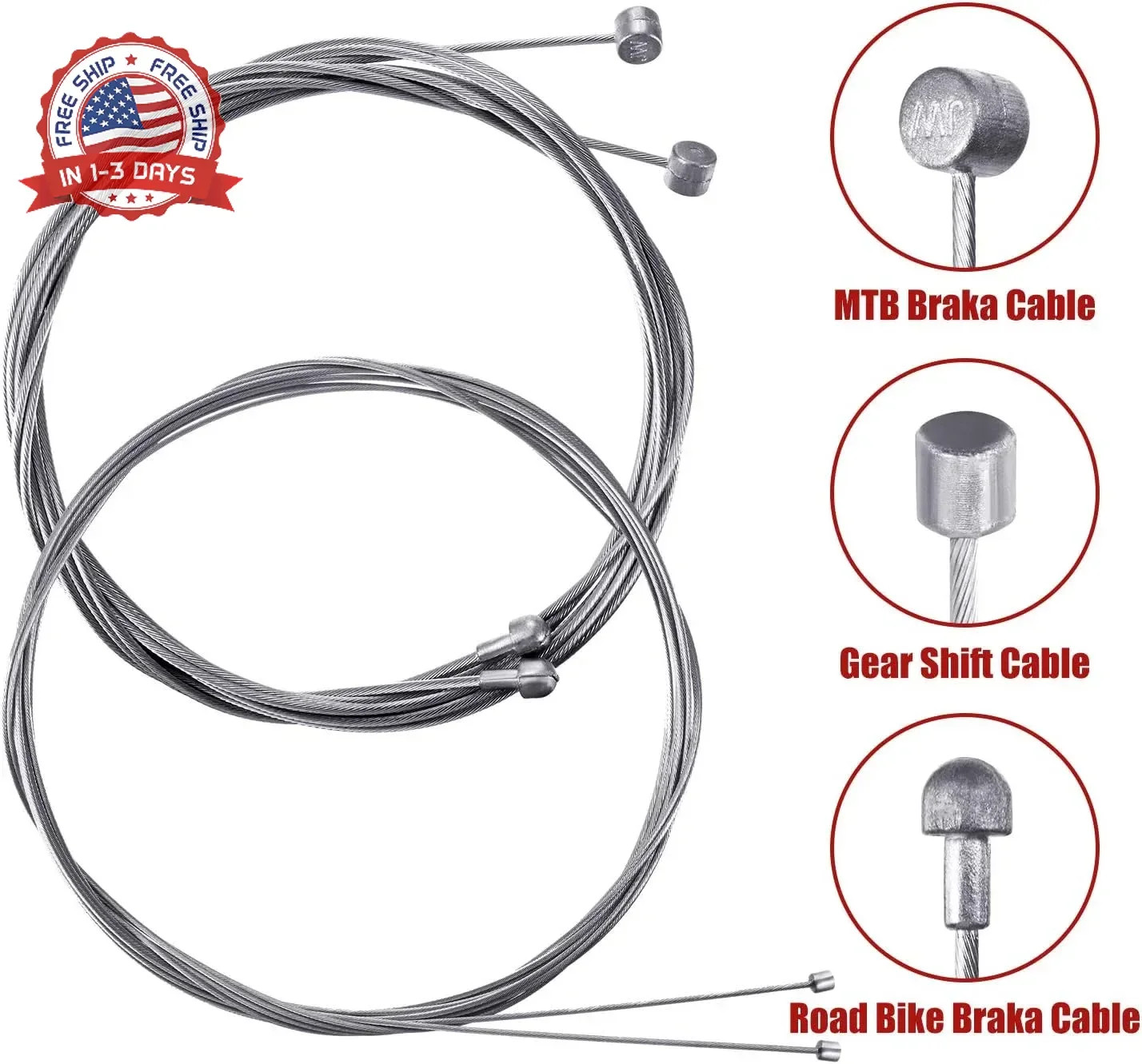 Bike Brake Shifter Cable Housing Set Stainless Steel PVC 2M 2.5M Mountain Road B