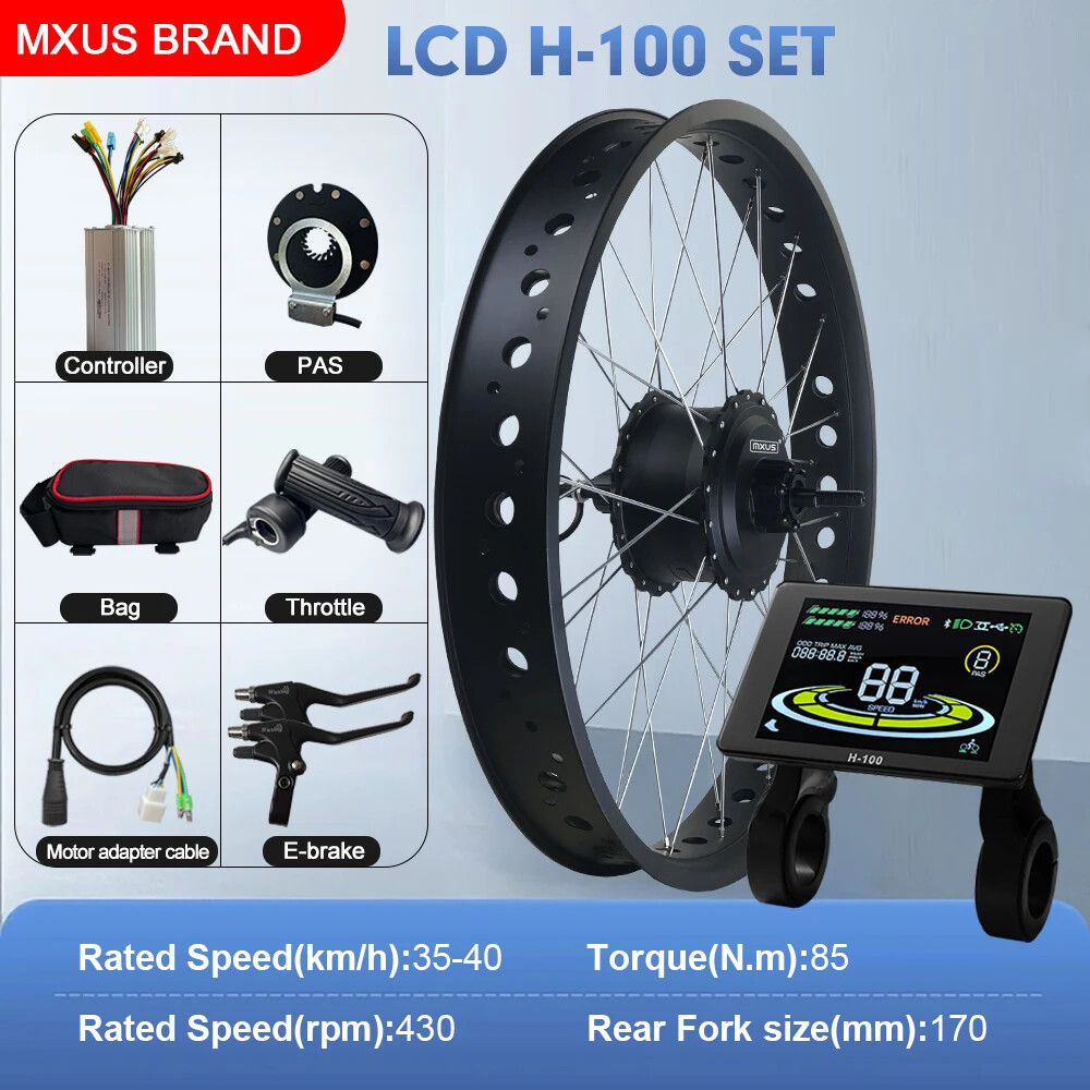 20 24 26in Snow E-bicycle Conversion Kit 48V 750W Fat Tire Rear Rotate Hub Motor
