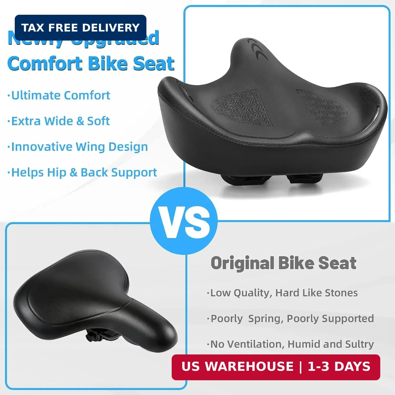 CDYWD Oversized Bike Seat for Men & Women Comfort, Extra Wide Bicycle Seat Cushi