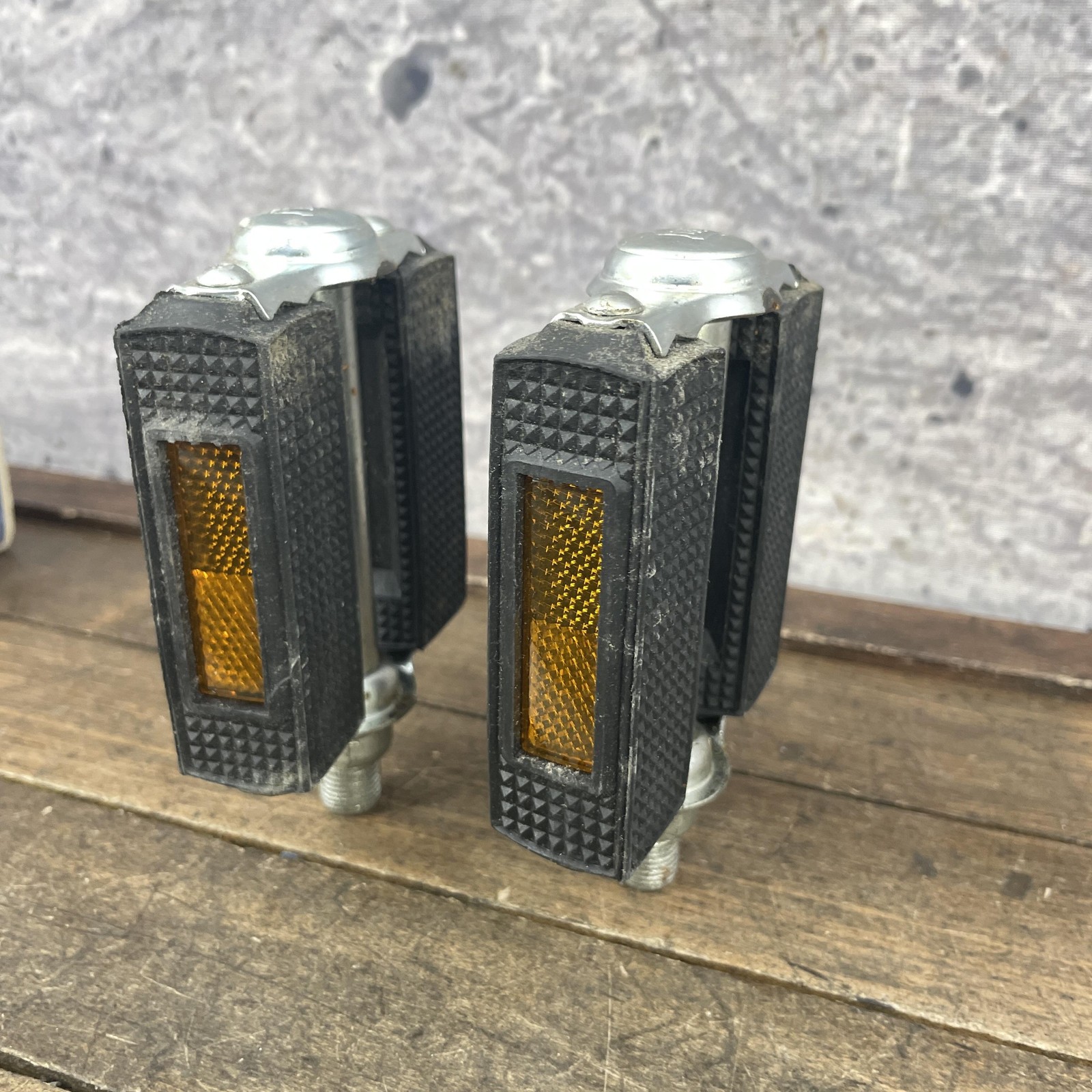 Vintage Union 275 Bike Pedals NOS 1/2 Black Rubber Pair Germany Cruiser