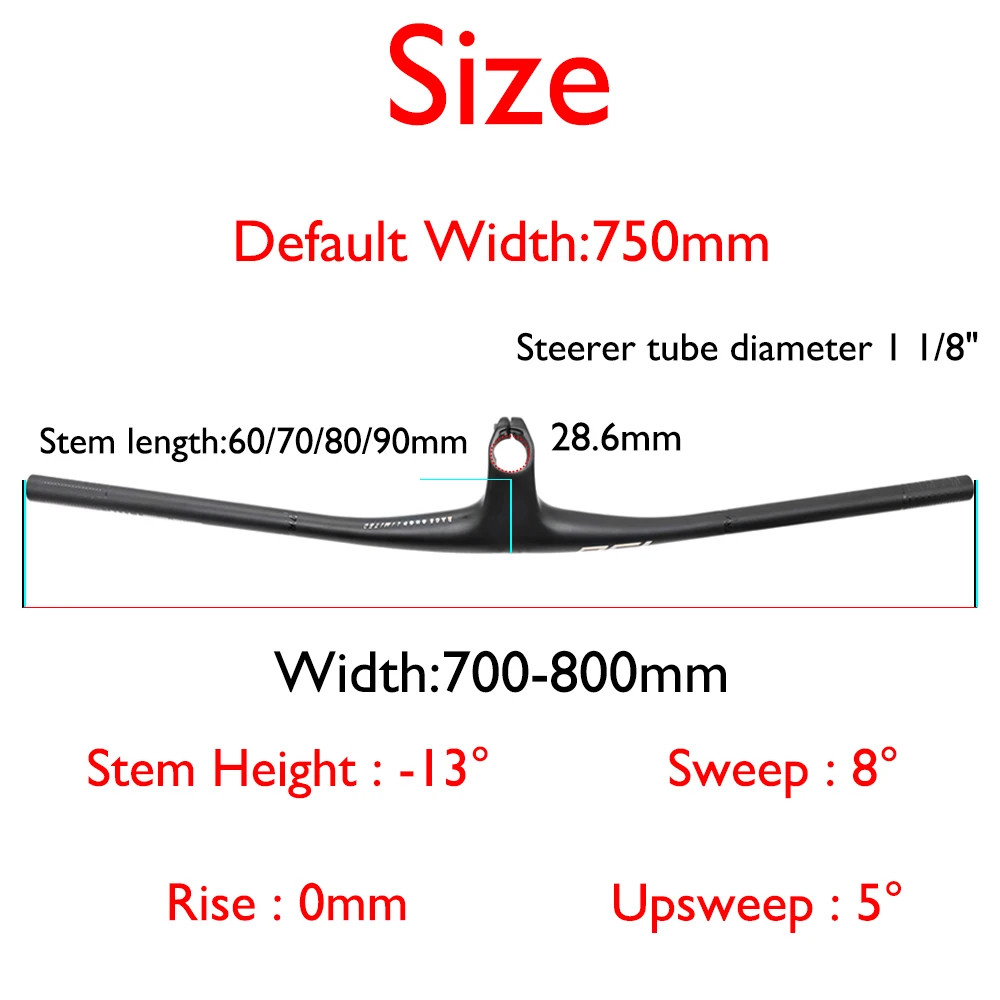 XC/AM/FR Mountain Bike Integrated Carbon Handlebar -13° Stem with Computer Mount
