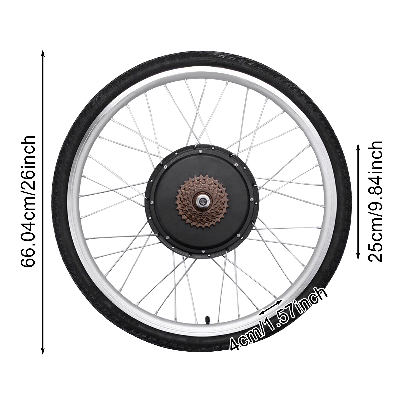 26″ 48V Electric Bicycle Rear Wheel Ebike Hub Motor Conversion Kit 1000W