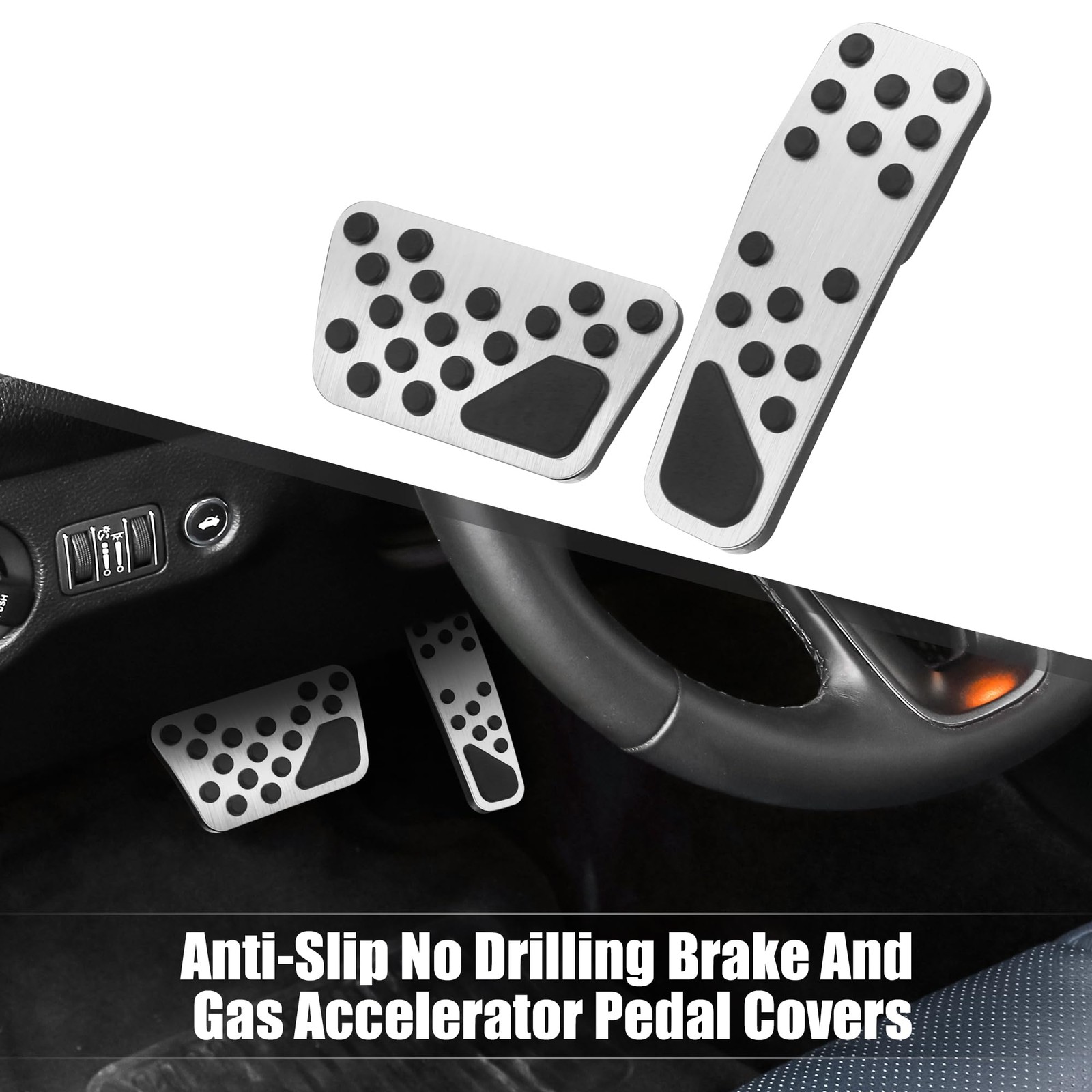 X AUTOHAUX 1 Set Anti Slip Aluminum Alloy Brake and 6.10″x2.05″, Silver Tone