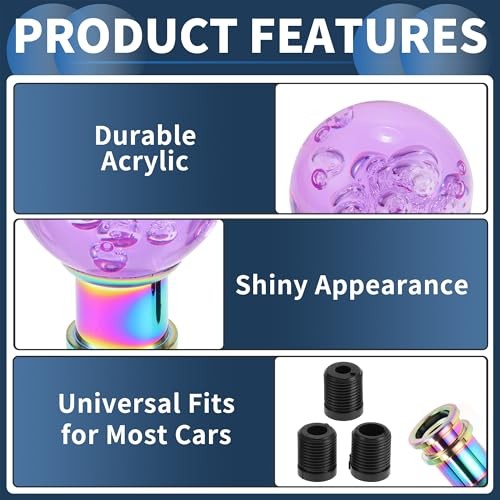 Car Shift Knob, 9cm Universal for Automatic and Manual Vehicle Gear Purple