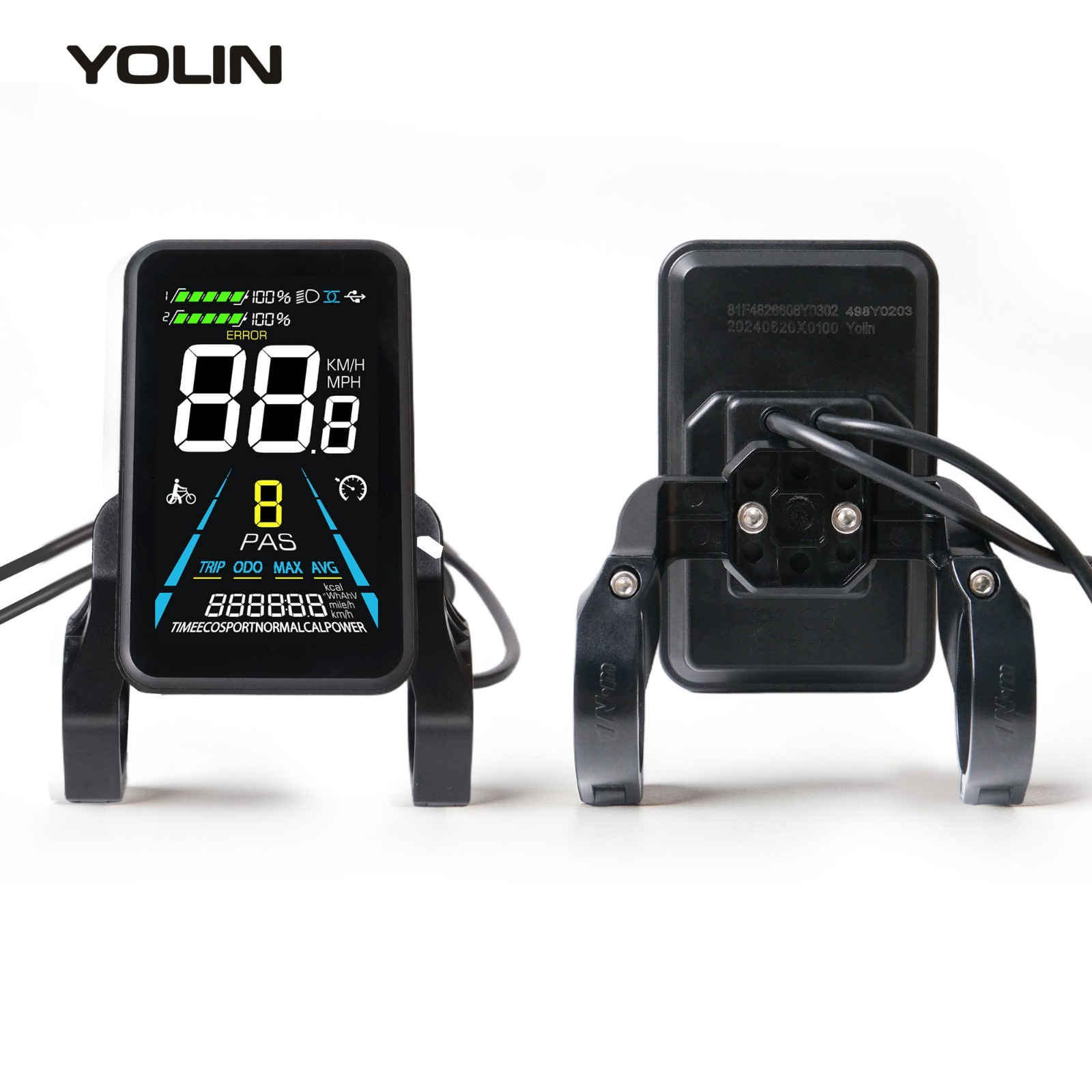 Yolin 3.5″ Color VA Full Screen Ebike LCD Display 36V/48V/52V UART CAN Protocol