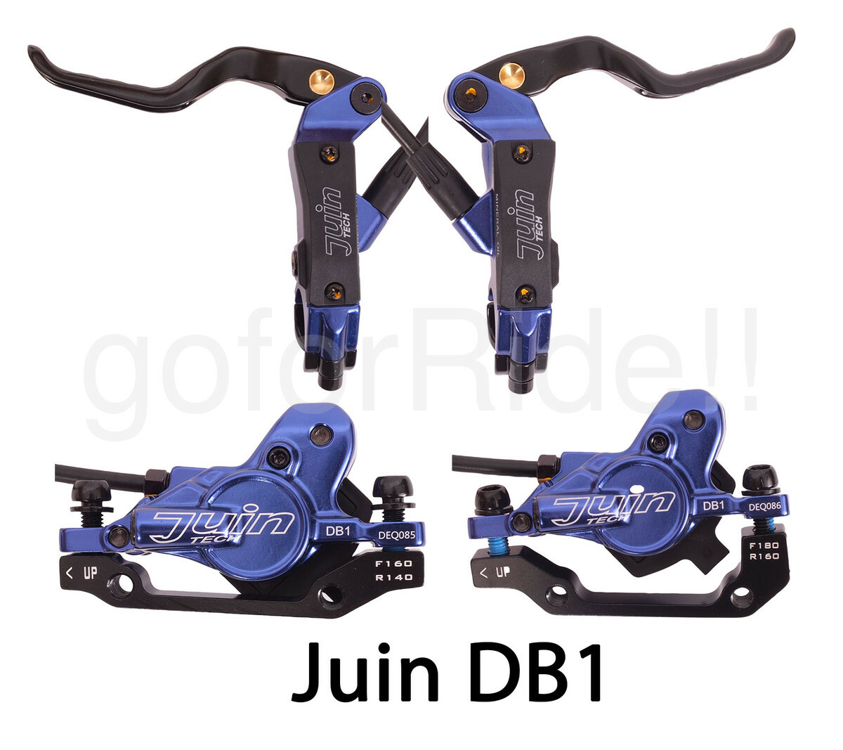 Juin Tech DB1 MTB Mountain Bike Bicycle Disc Brake Set Black/Red ..+160mm Rotors