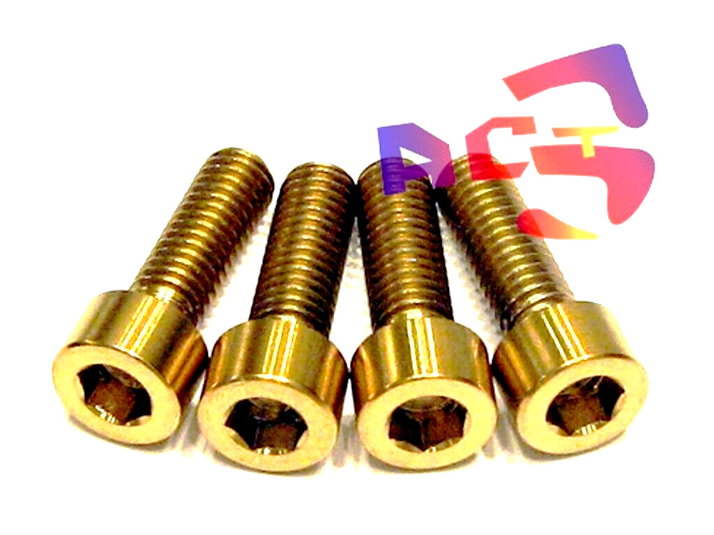4 Gold M6 x 18.5mm Titanium/Ti Bolt – Shimano XTR, XT, SLX, Deore Brake Caliper