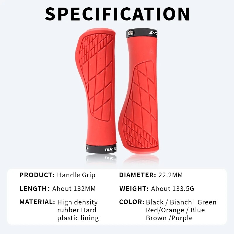 BUCKLOS Handlebar Grip MTB Lock on Silicone Shock Absorption Bike Grips Fit ODI