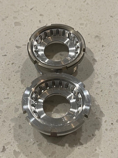 Aluminum English Standard Bottom Bracket Cups. Vintage. BSA with lock rings.