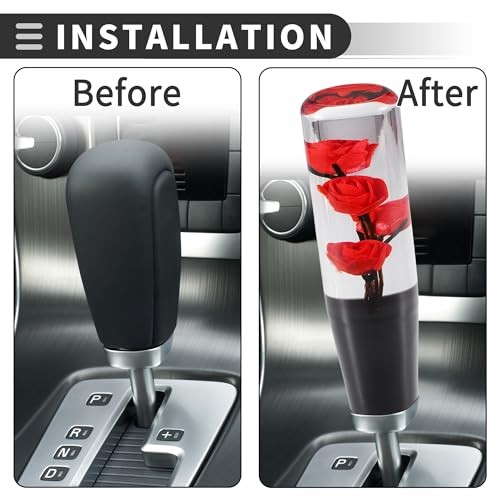 Universal Rose Flower Car Gear Shift Knob, Manual Automatic Stick 20cm Red