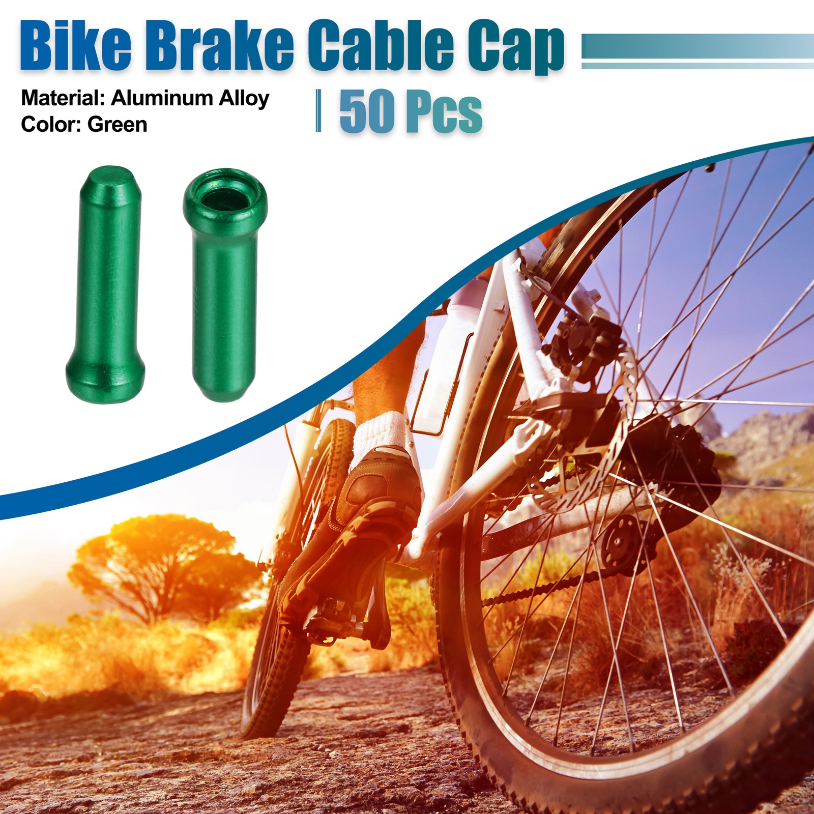 50pcs Bike Brake Cable Cap Bicycle Shifter Brake Gear Inner Cable Cap Green