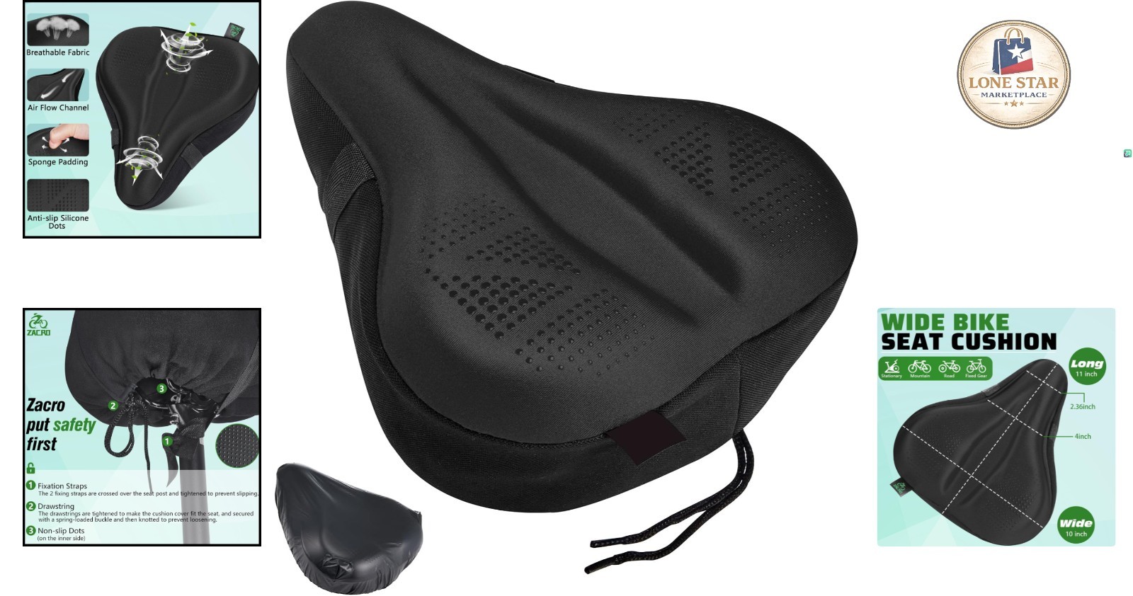 Wide Gel Seat Cover for Bikes – Non-Slip & Durable Saddle Cushion for All Riders
