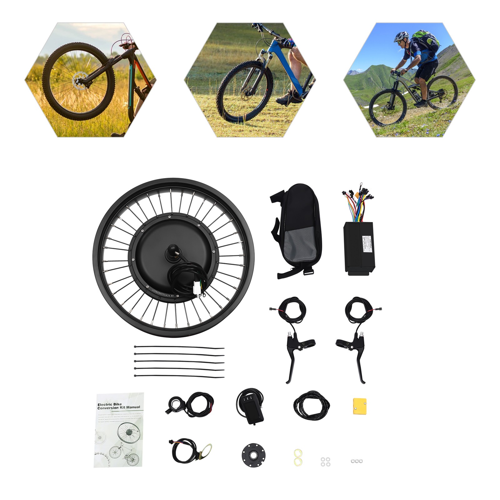 20″ 48V Electric Bicycle Front Wheel Hub Motor Ebike Conversion Kit Fat Tire 1kW