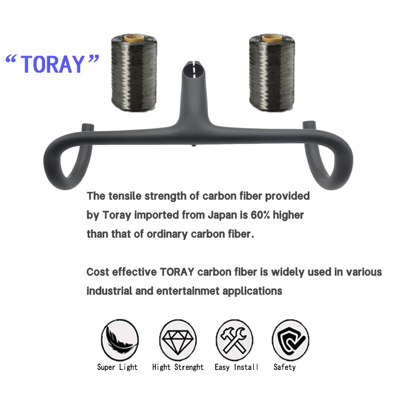 Carbon Road Bicycle Integrated Handleba Stem 28.6mm 380-460mm Bicycle Parts