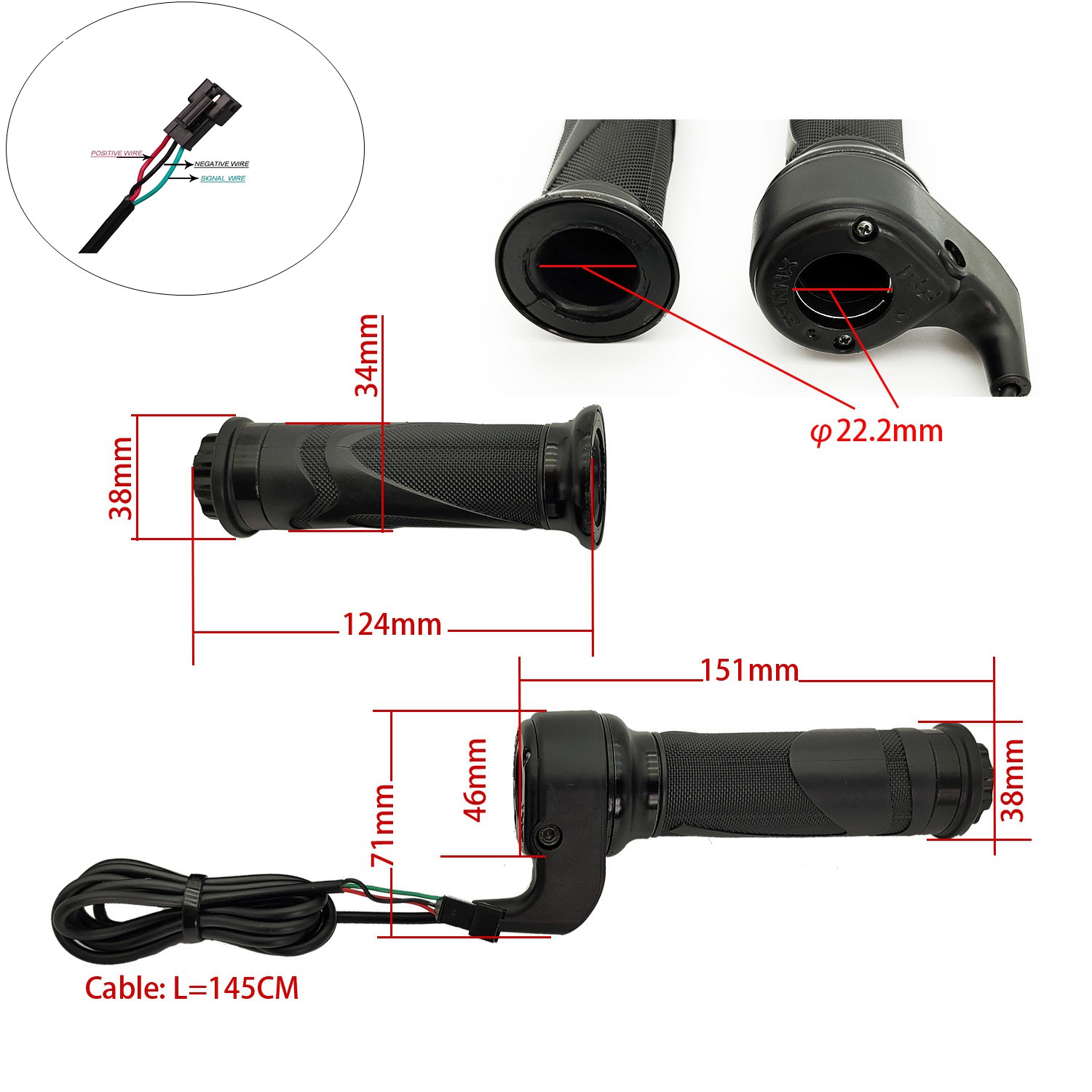48V/60V/72V 45A E-bike Controller Sine Wave Square Wave +SM Twist Throttle Part