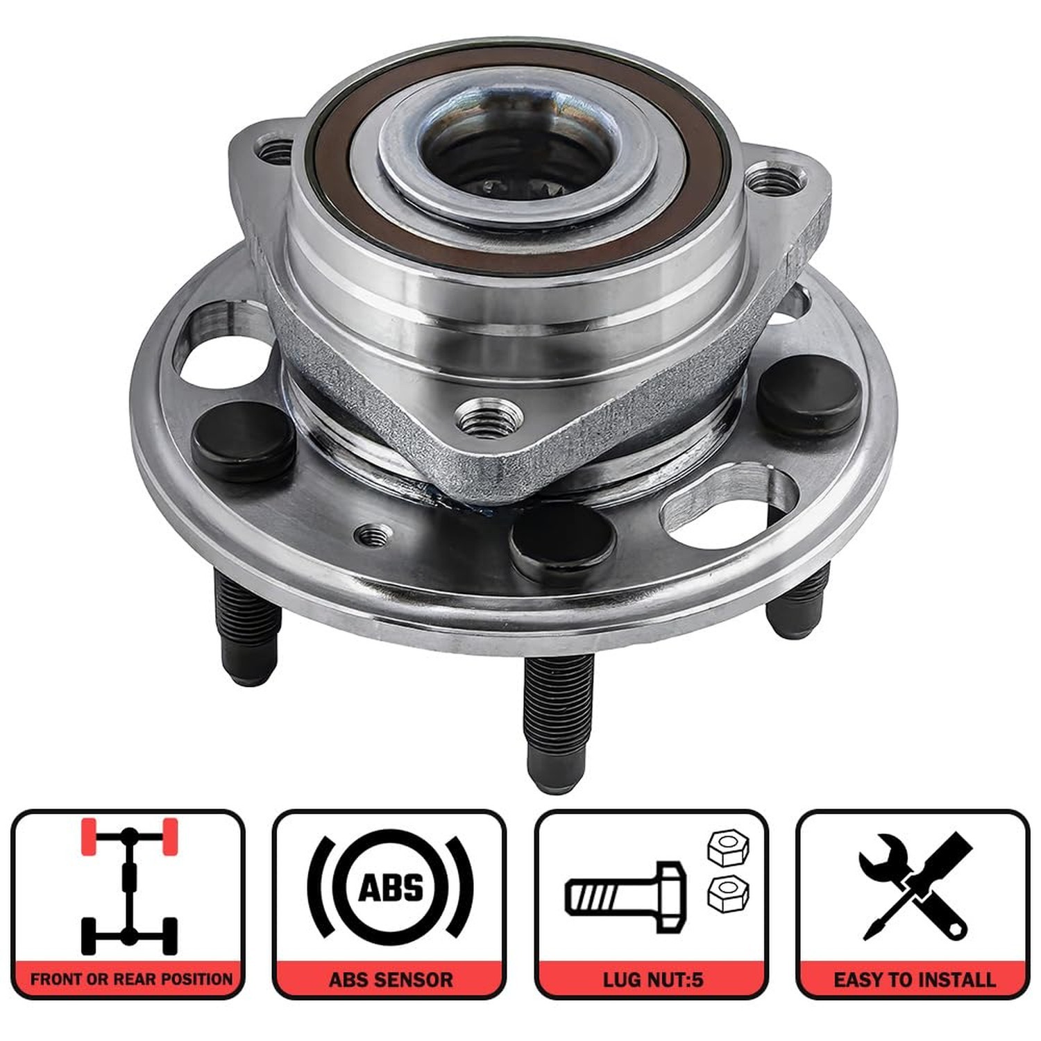 MotorbyMotor 513288 Front Wheel Bearing and Hub Assembly with 5 Lugs for Chev…