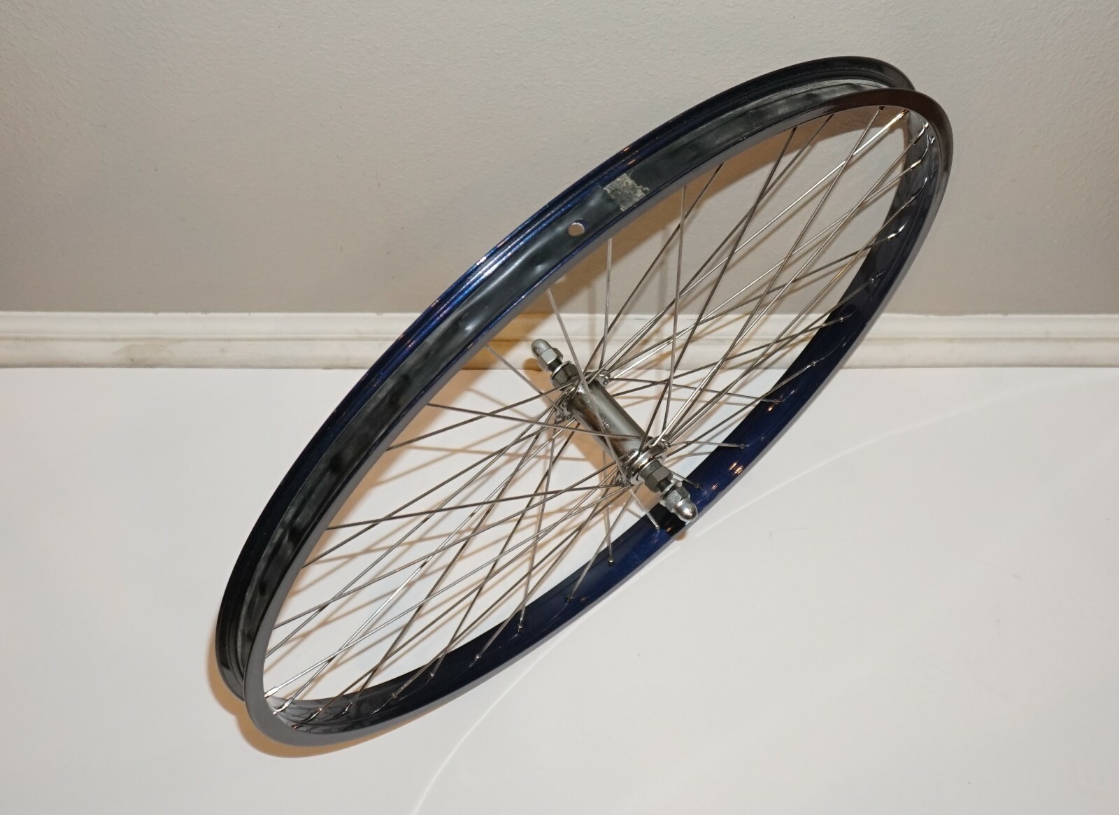 26″ x 1.75″ Alloy Front Wheel 14g 36 SS Spokes 100mm O.L.D Midnight Blue