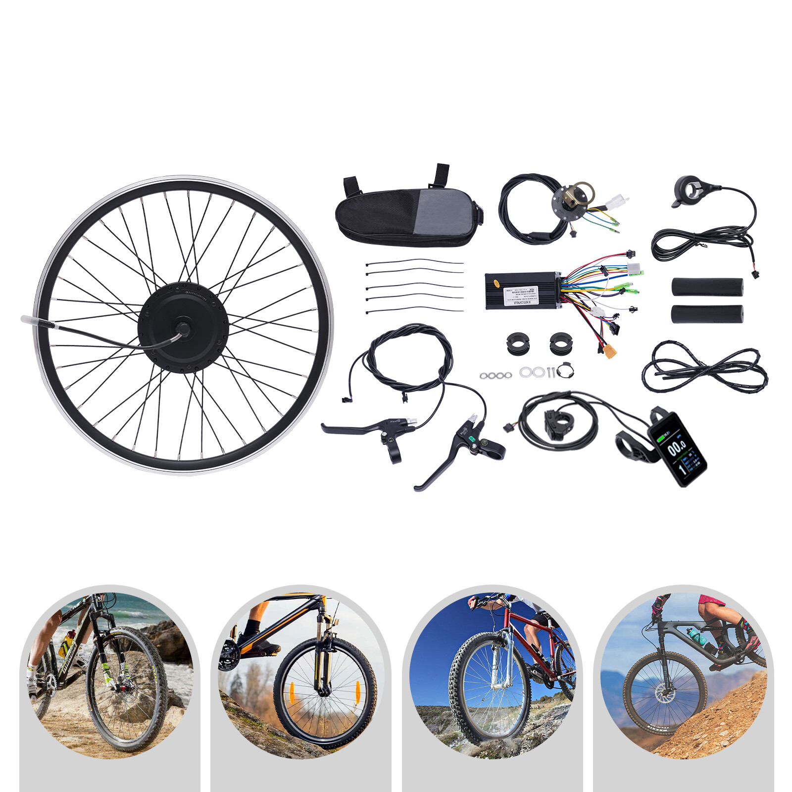 24 inch 36V 500W Electric Bicycle Wheel Motor Conversion Kit E-Bike Cycling LCD