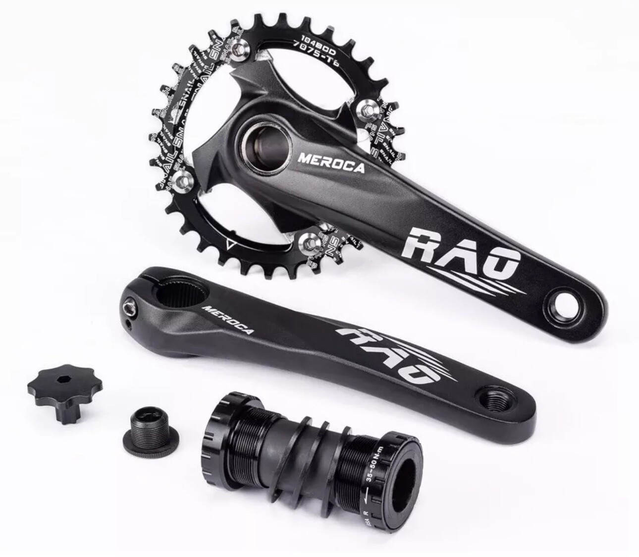 170Mm Mountain Bicycle Crank Arm Set Hollow Integrated 104BCD BLACK