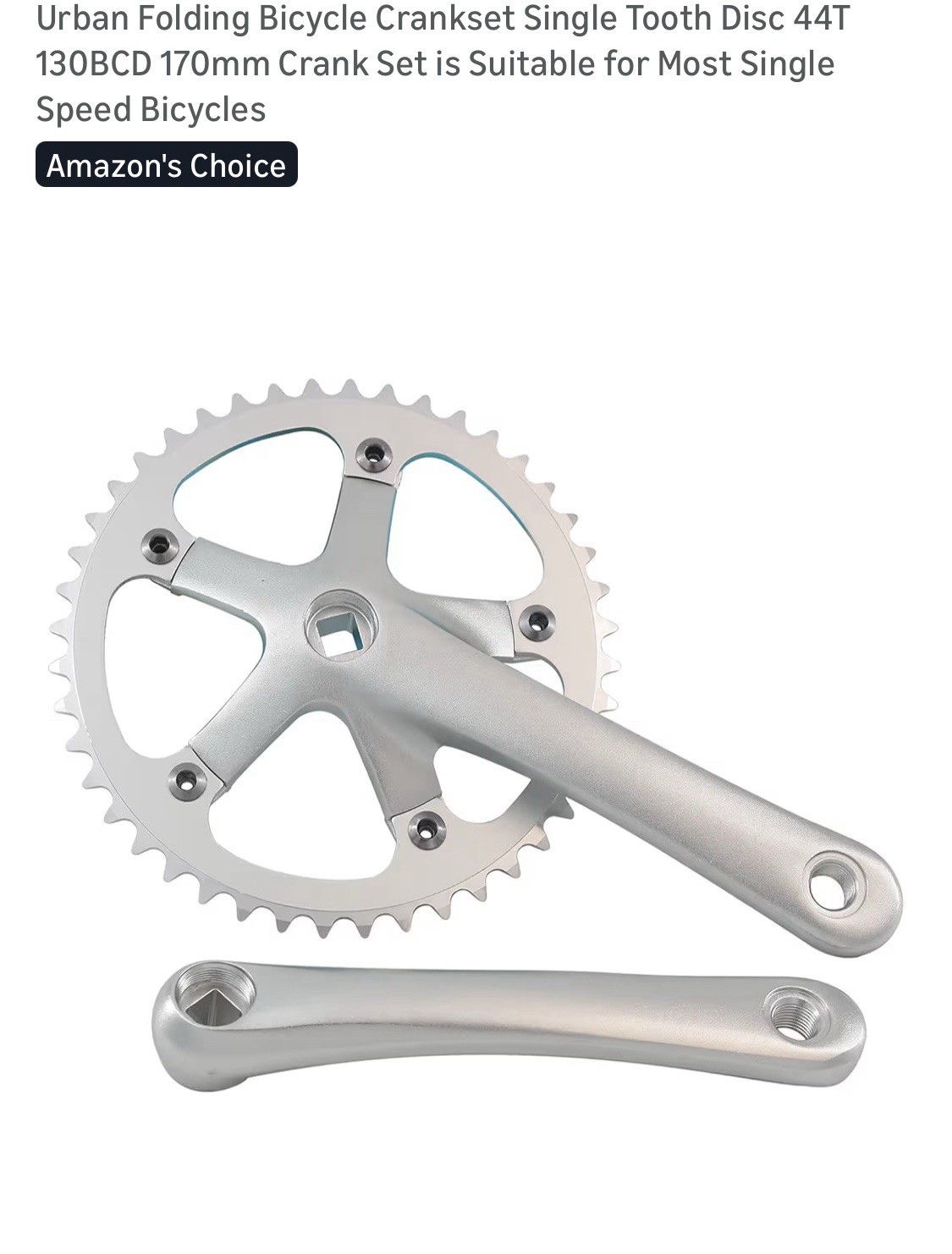 Urban Folding Bicycle Crankset Single Tooth Disc 44T 130BCD 170mm Crank Set