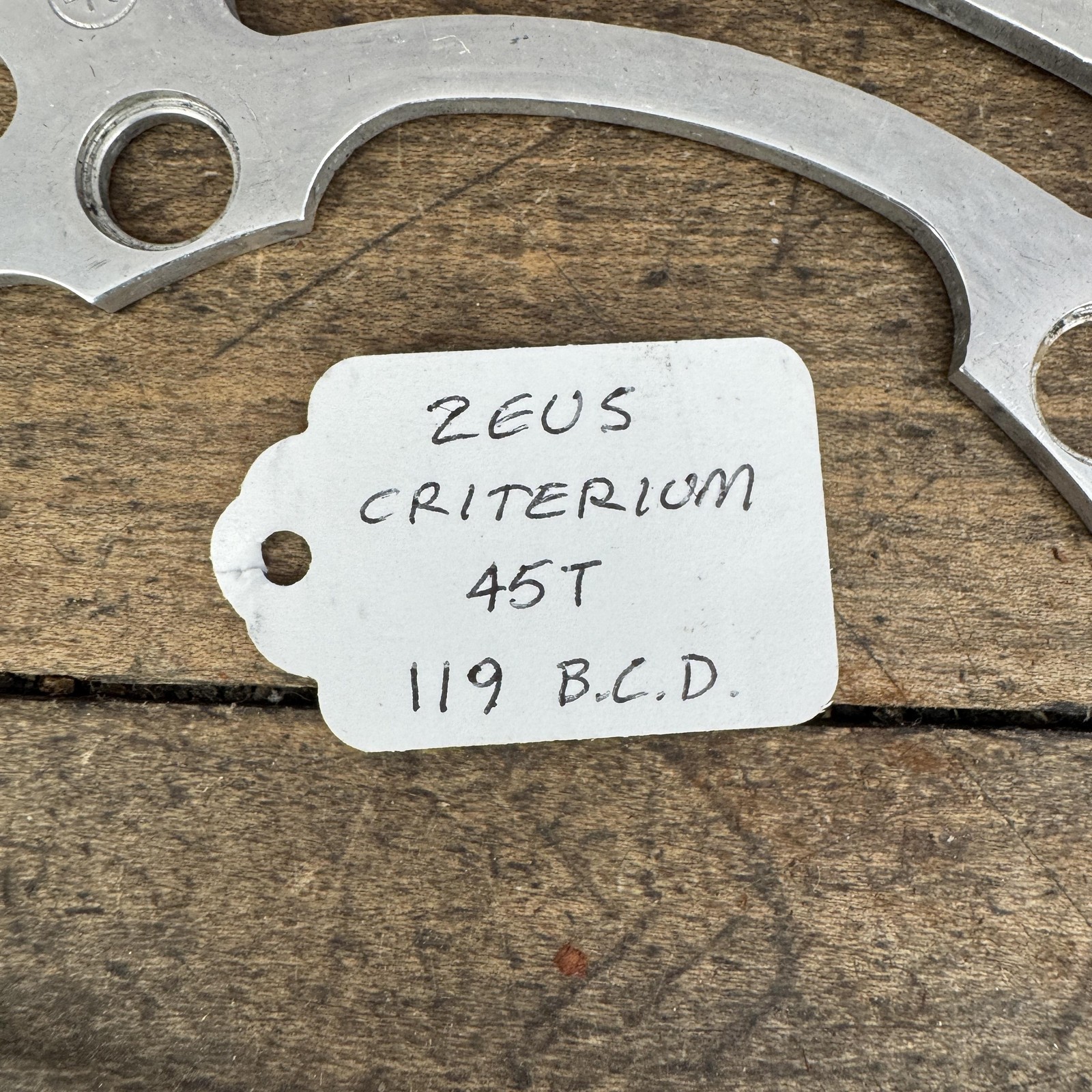 Vintage Zeus 45T Chainring 119 BCD 5-Arm Silver Aluminum Road Bike