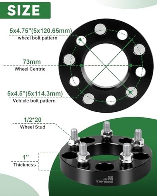 Wheel Adapters – 1in 5×114.3mm to 5×120.65mm – 5×4.5 to 5×4.75