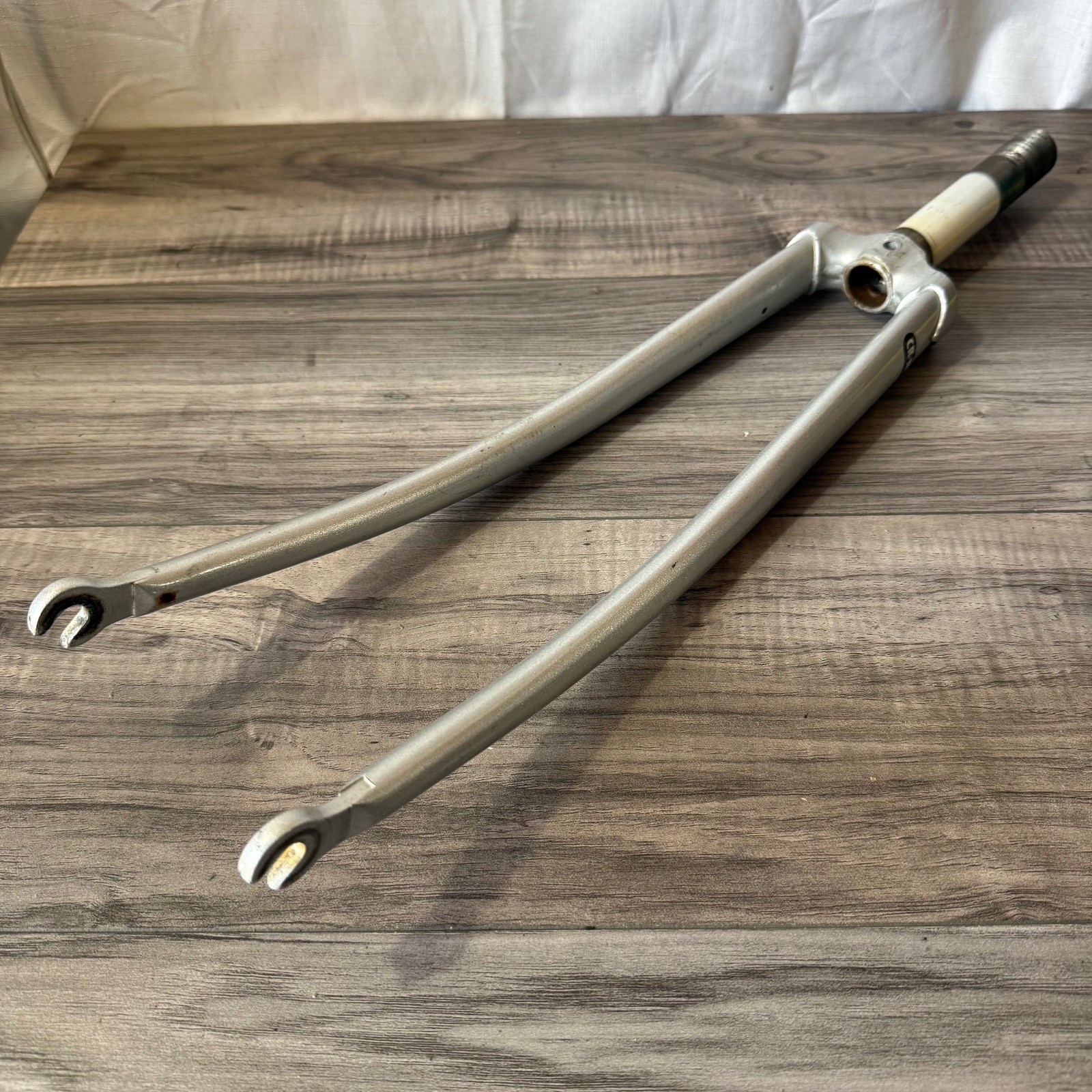 Bridgestone 700C Road Fork 1-Inch Threaded Short 125 Steerer Lugged Crown Silver