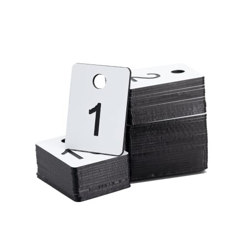 Plastic Numbered Tags Rectangle Key Number Tags Number Disc with 1-50 White