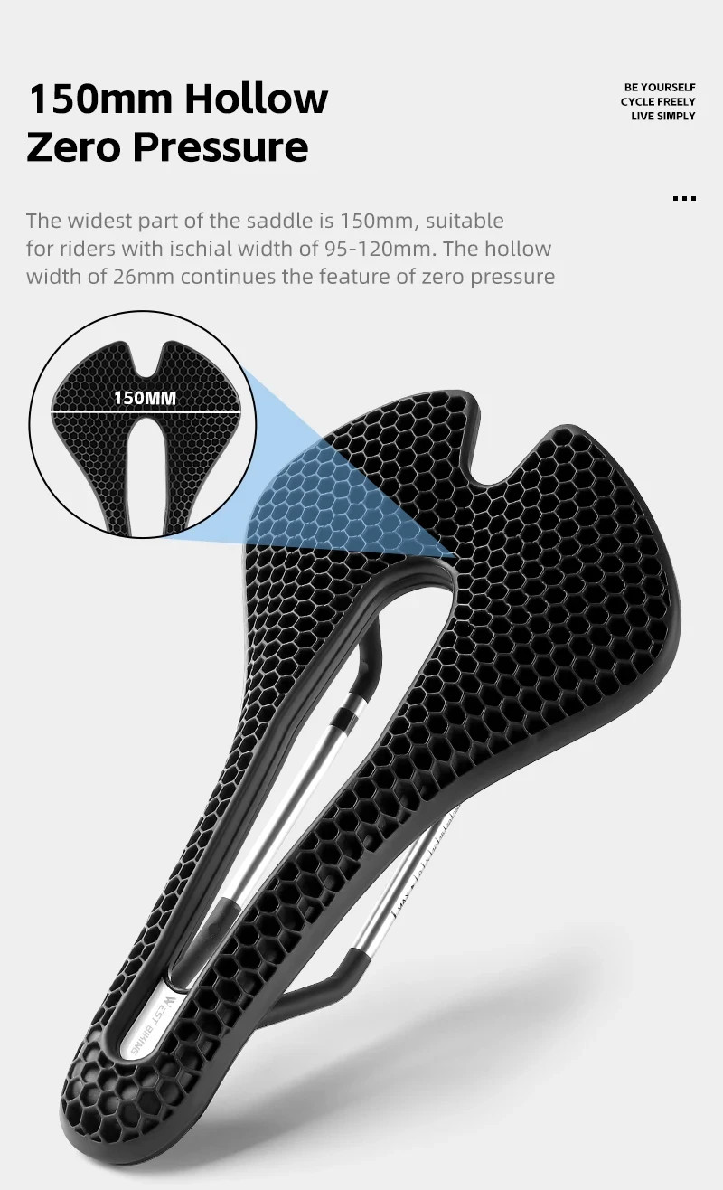 3D Honeycomb Bike Seat Cushion Soft Comfort Bicycle Saddle Wide Shock Absorbing