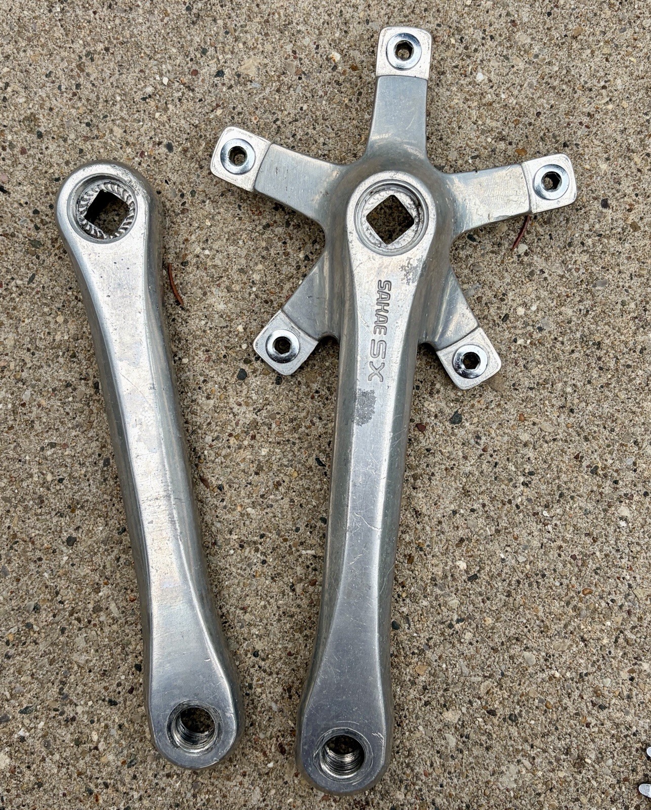 Vintage Sakae Crankset 175 Square Taper Crank Arms 110 74 Triple Chainring Bolts