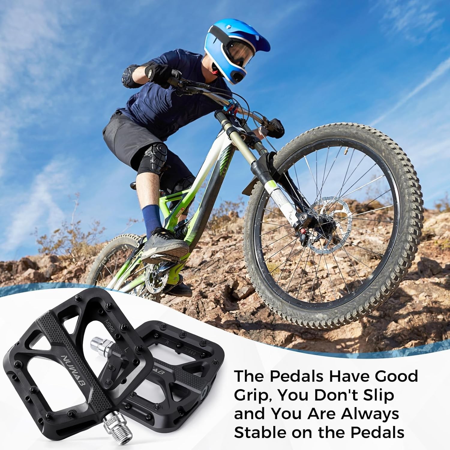 Mountain Bike Pedals 9/16 Axle Anti-Slip Platform Bicycle Pedals Lightweight