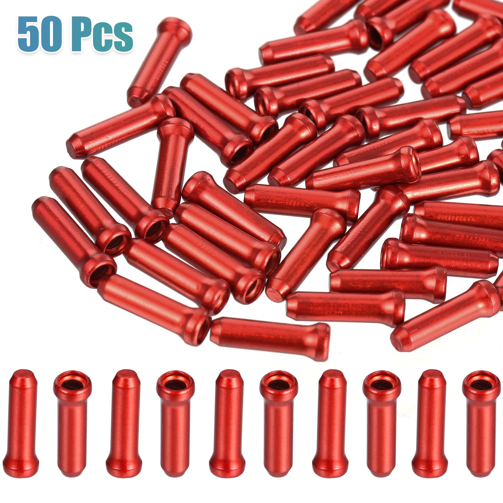 50pcs Bike Brake Cable Cap Bicycle Shifter Brake Gear Inner Cable Cap Red