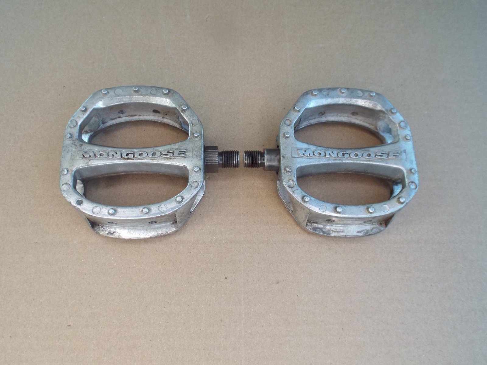 VTG Mongoose BMX Pedals Alloy 1/2” Silver in Color Bicycle Work Well! (Read)