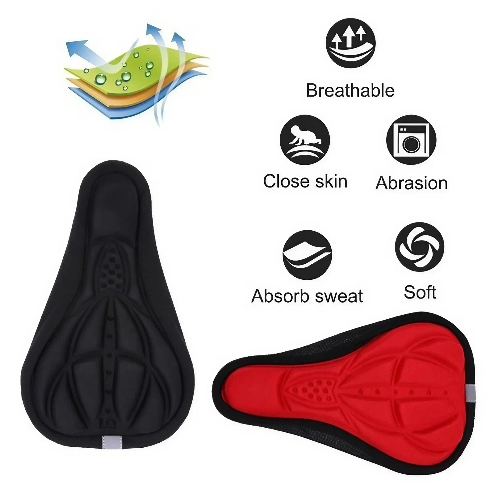 Bicycle Wide Seat Cover Gel Cushion Sporty Soft Padded For Mountain Bike Saddle.