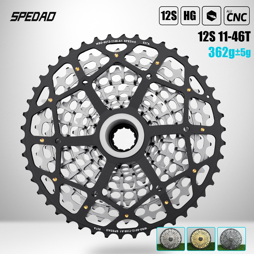 SPEDAO 12S 11-46T/11S 11-42T Cassette 325g Steel CNC HG for MTB Road Bike & Gravel