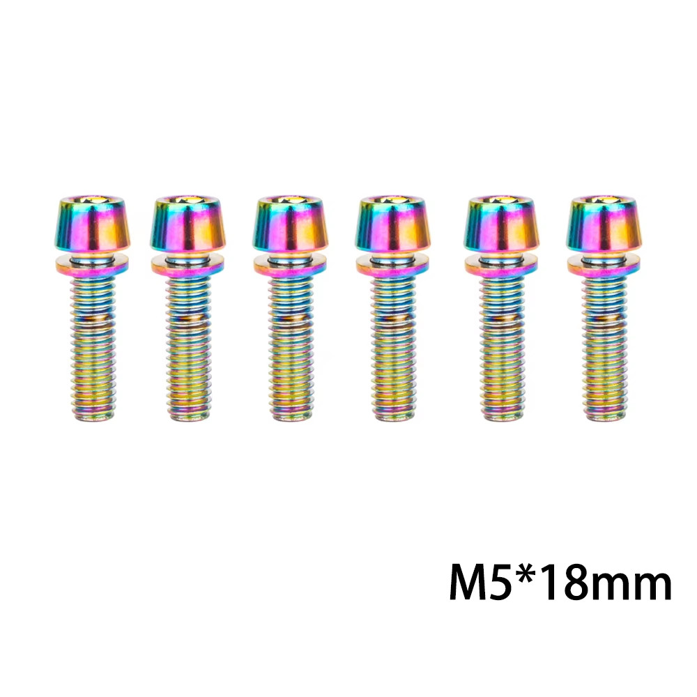 6Pcs MTB Road Bike Handlebar Stem Riser Screws Bicycle Stem Bolts Screws M5*18Mm
