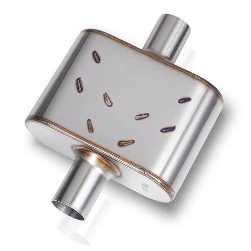 2.5″ Universal Exhaust Muffler, Premium Stainless Steel 2.5″ Center In/Out