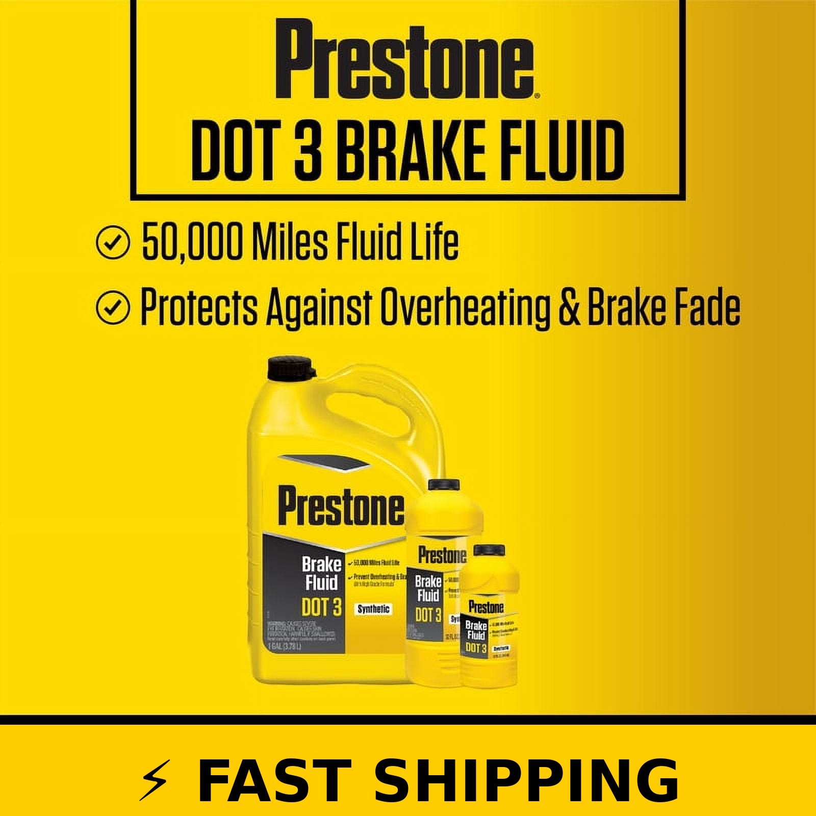 Prestone DOT 3 Brake Fluid – 32 fl oz Synthetic for Cars & Trucks