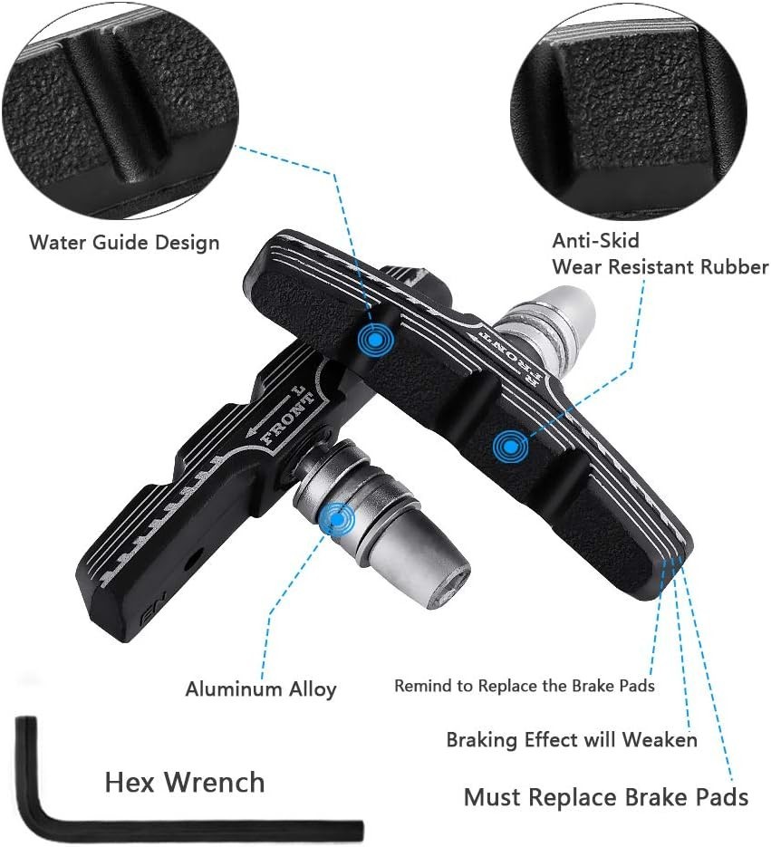 4PCS Bike Brake Pads, Professional Mountain Bicycle V-Brake Pads, Bike Brake…