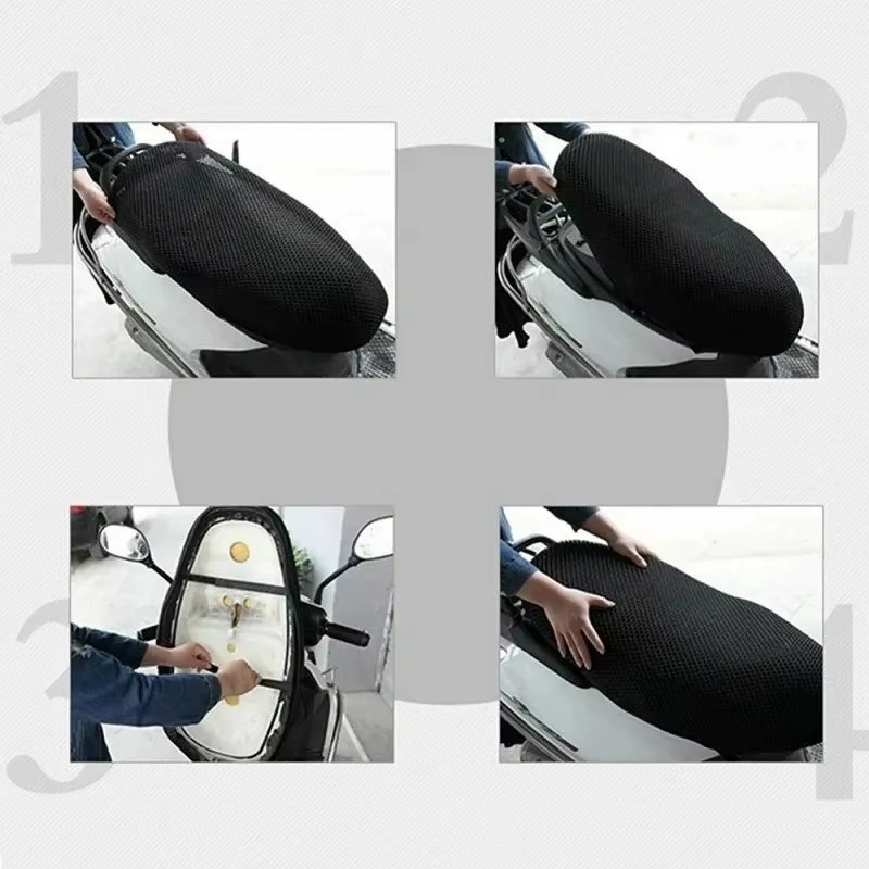 Cooling Motorcycle Seat Cover 3D Mesh Protector Cushion Breathable Sunscreen Mat
